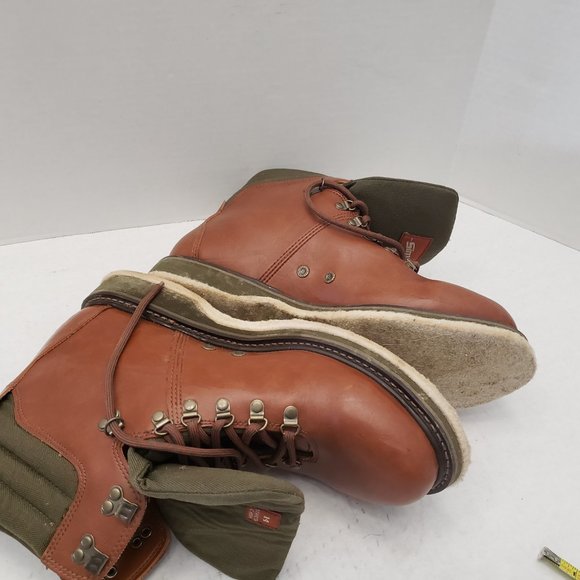 Brown lace Up Simms Mens Shoes Boots Wading Fly Fishing 14 - Picture 5 of 13